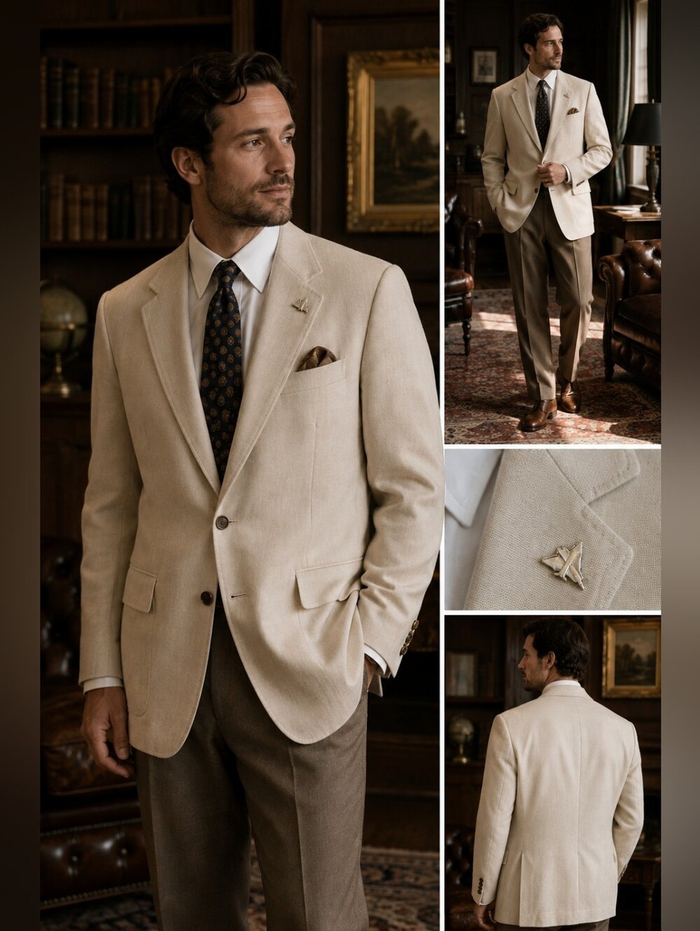 Garvey’s Progress 1978 Men’s Cream Blazer 43R Vintage Sport Coat Airplane Pin